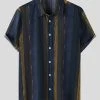 Mens Vintage Striped Lapel Short Sleeve Shirt -Incerun Shop 00ba05d6 6149 4dc8 a993 37445d49cd2c