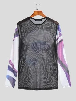 Men Sheer Mesh See Through Abstract Stretch T-Shirt -Incerun Shop 00ca6559 88e7 4905 8e4a 72b55748063e