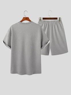 Mens Texture Side Split Short Sleeve Casual Two Pieces Outfits 16 Mens Texture Side Split Short Sleeve Casual Two Pieces Outfits -Incerun Shop 0232ddd4 f52e 467e 809d 74a81f5bf87d