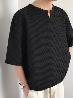 Men V-neck Half-sleeve Solid Color T-Shirt -Incerun Shop 0292beda ff75 4c43 8257 b831f4328b2c