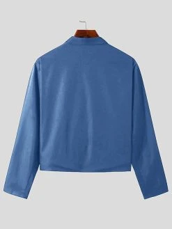 Mens Double-breasted Cutout Long-sleeved Jacket -Incerun Shop 042d2846 8b79 4465 9f93 d7e3fc24214a