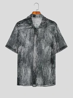 Mens Watercolor Striped Print Lapel Short Sleeve Shirt 12 Mens Watercolor Striped Print Lapel Short Sleeve Shirt -Incerun Shop 04dd7d3d 554f 4d15 af25 1a919f411a31