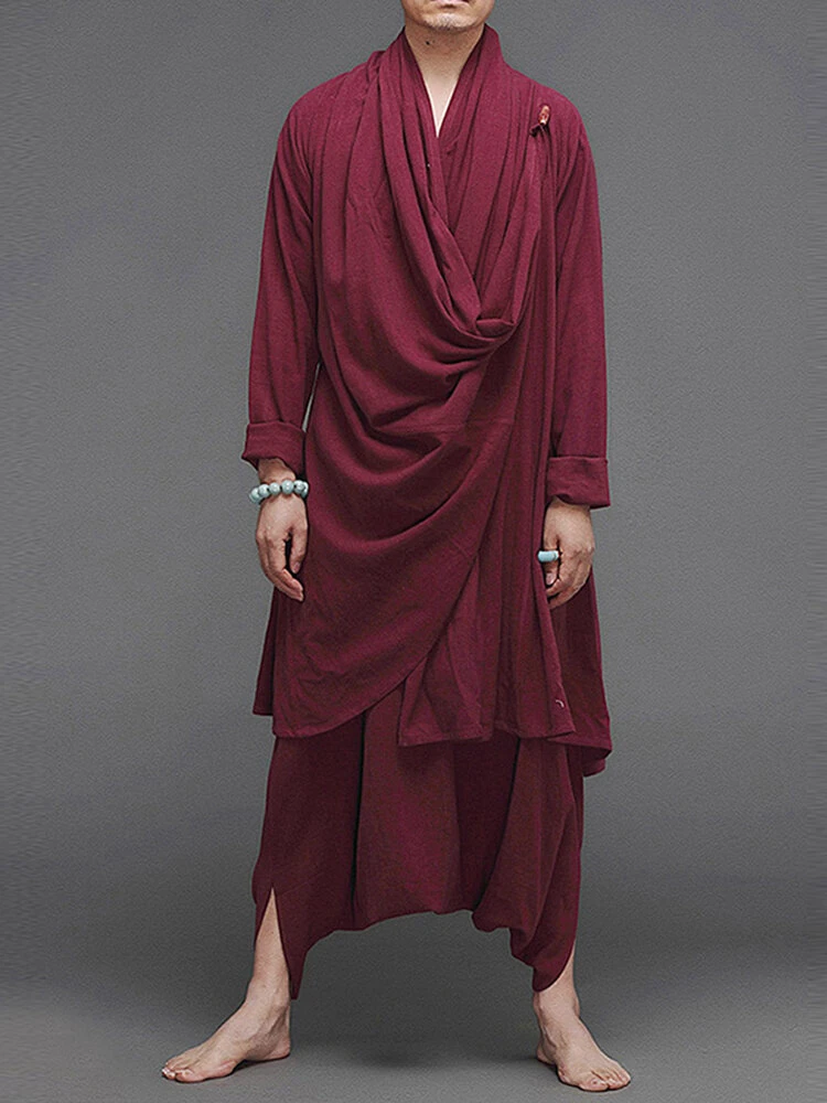 Men Retro Loose Cotton Linen Yoga Suit 6 Men Retro Loose Cotton Linen Yoga Suit - Image 4