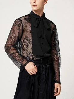 Mens Lace See Through Bowknot Long Sleeve Shirt 16 Mens Lace See Through Bowknot Long Sleeve Shirt -Incerun Shop 0790e875 8c12 4eb5 aa43 78c31e997759