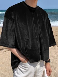 Mens Velvet Crew Neck Solid Half Sleeve T-Shirt 15 Mens Velvet Crew Neck Solid Half Sleeve T-Shirt -Incerun Shop 07d467f4 36b8 4722 967d df08adf60567