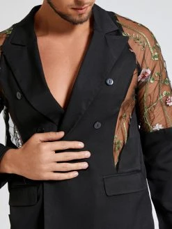 Men's Mesh Patchwork Floral Long-sleeved Blazer -Incerun Shop 07d4d84e fb0f 4603 a640 57b0a6f5a640