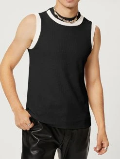 Mens Knitted Grid Color Block Tank Top -Incerun Shop 08298459 6be4 449e a6b7 ac48a644d140