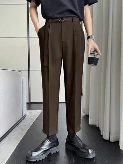 Mens Solid Pocket Casual Tapered Pants -Incerun Shop 09247f35 0b2e 4d29 bc1c bcad2c5a38aa