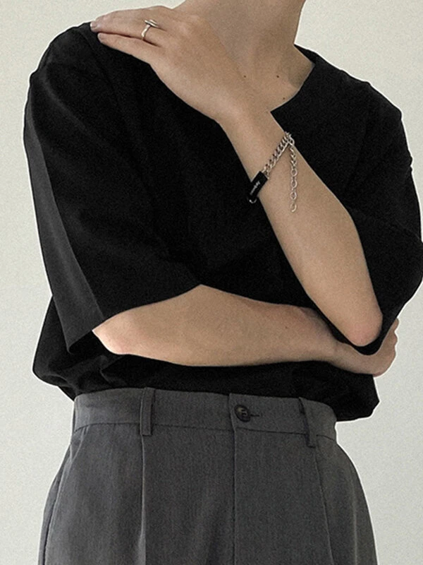 Mens V-neck Solid Color Short Sleeved T-shirt 5 Mens V-neck Solid Color Short Sleeved T-shirt - Image 3