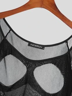 Mens Mesh Hollow Out T-Shirt Vest Set -Incerun Shop 09bd3eb5 c3d7 46e7 921b dd5c1ad240d5