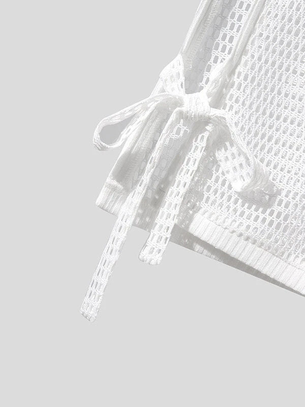 Mens Fishnet Side Split Tie V-Neck Sleeveless Tank 8 Mens Fishnet Side Split Tie V-Neck Sleeveless Tank - Image 6