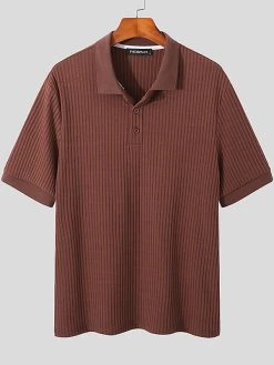 Mens Knitted Rib Pullover Golf Shirt -Incerun Shop 0a9b60e2 2eee 4b5a 81d7 edefed598439