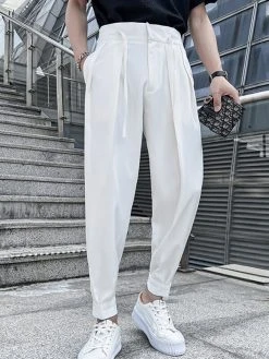 Mens Solid Pleated Sticky Cuff Drawstring Waist Pants 16 Mens Solid Pleated Sticky Cuff Drawstring Waist Pants -Incerun Shop 0ae88f23 558b 4f2f bd47 e3cc2c18f87d