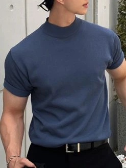 Mens Solid Short Sleeve Half-collar T-shirt -Incerun Shop 0afeee70 a7af 4865 a333 a5324e5ca8f2