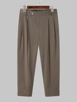 Mens Solid Pleated Snap Button Waist Casual Pants 18 Mens Solid Pleated Snap Button Waist Casual Pants -Incerun Shop 0aff4b36 8e43 4321 bdb7 0af932eef568