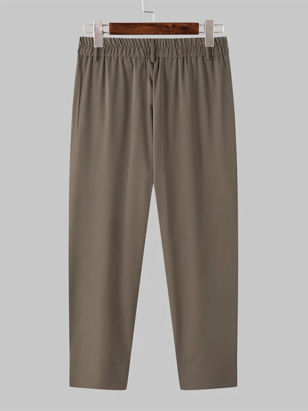 Mens Solid Pleated Snap Button Waist Casual Pants 8 Mens Solid Pleated Snap Button Waist Casual Pants - Image 6