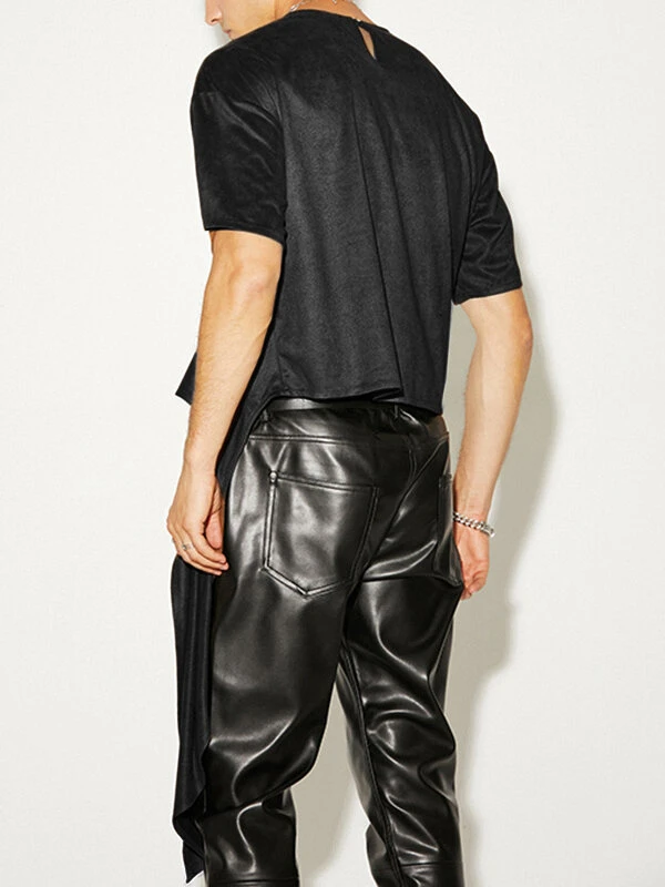 Mens Waist Wrap Pleated Crew Neck T-Shirt 4 Mens Waist Wrap Pleated Crew Neck T-Shirt - Image 2