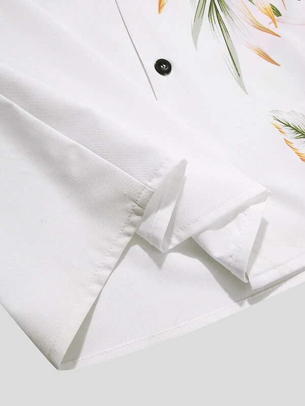 Mens Flower Print Revere Collar Short Sleeve Shirt 10 Mens Flower Print Revere Collar Short Sleeve Shirt - Image 8