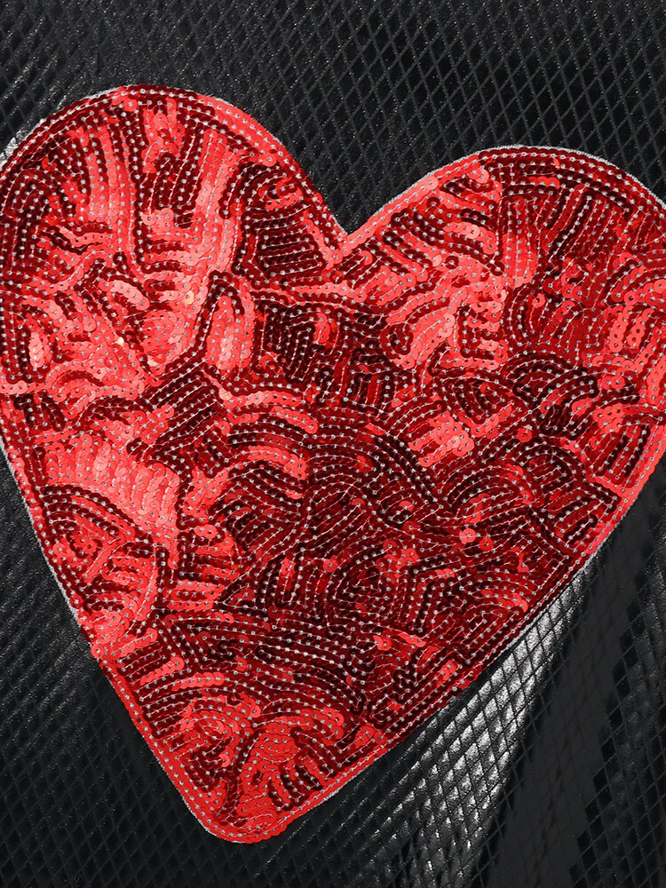 Mens Shiny Metallic Love Heart Patch T-Shirt 10 Mens Shiny Metallic Love Heart Patch T-Shirt - Image 8