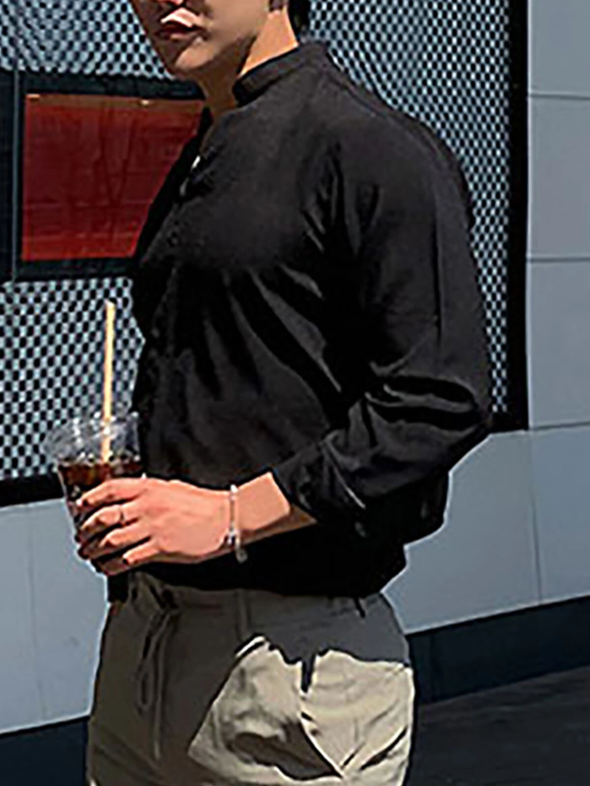 Men Stand-up Collar Long-sleeved Shirt 7 Men Stand-up Collar Long-sleeved Shirt - Image 5