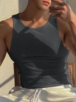 Mens Solid Crew Neck Rib-Knit Sleeveless Tank 15 Mens Solid Crew Neck Rib-Knit Sleeveless Tank -Incerun Shop 0bce7caf 94ea 4879 a8a7 020cb9649a8b