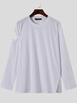 Men's Shoulder Cut Out Long Sleeve T-Shirt -Incerun Shop 0beebcac a789 44cc 9eb6 7920bee51005