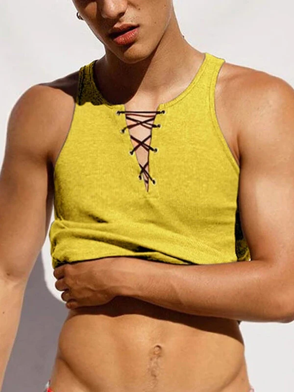 Mens Strappy Design Casual Solid Color Vest 6 Mens Strappy Design Casual Solid Color Vest - Image 4