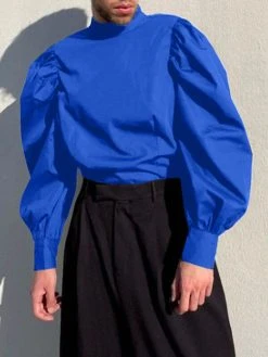 Mens High Neck Puff Sleeve Long Sleeve T-shirt -Incerun Shop 0d85496c 26f9 4b28 a22f 0942f154a75d