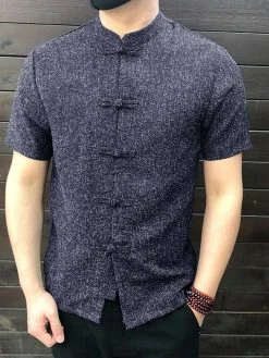 Men's Retro Button Causal Short Sleeve Shirts