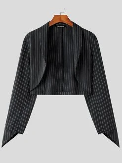 Mens Striped Curve Hem Long Sleeve Cropped Blazer 15 Mens Striped Curve Hem Long Sleeve Cropped Blazer -Incerun Shop 1043beb9 454b 45ce b12c d94ab516999c