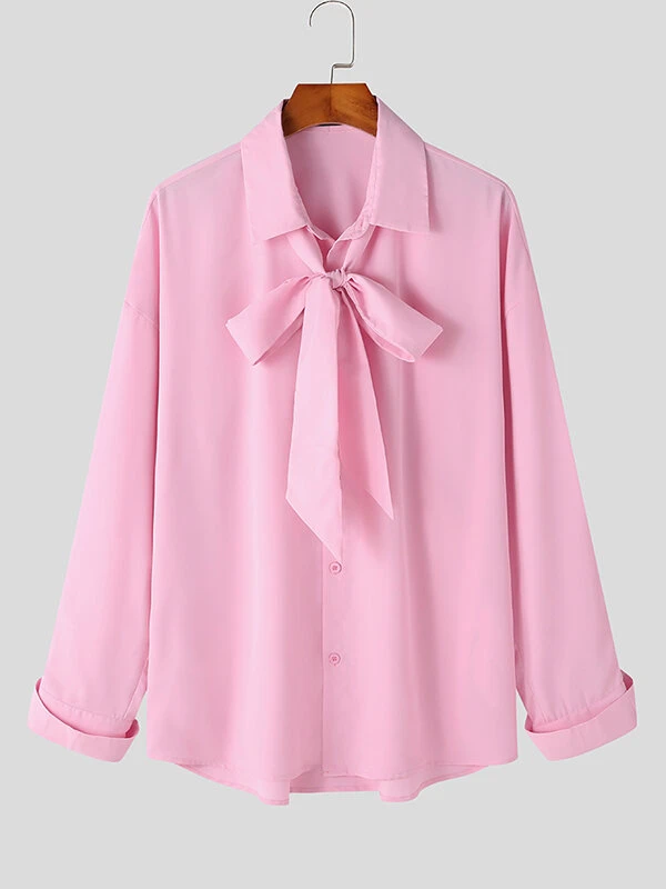 Mens Solid Lapel Long Sleeve Casual Shirt 6 Mens Solid Lapel Long Sleeve Casual Shirt - Image 4