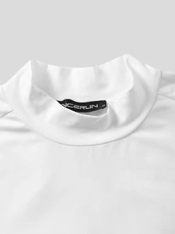 Mens Solid High Neck Knit Casual Short Sleeve T-Shirt -Incerun Shop 1223be3e b3e5 430d 84bb e3cc9f5346b0