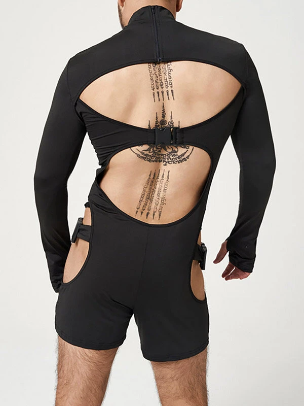Mens Cutout High Neck Long Sleeve Boxer Jumpsuit 5 Mens Cutout High Neck Long Sleeve Boxer Jumpsuit - Image 3