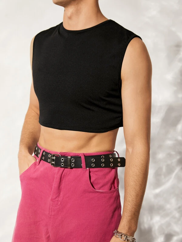 Mens Back Cutout With Belts Crop Tank 5 Mens Back Cutout With Belts Crop Tank - Image 3