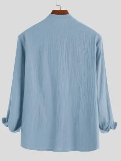 Mens Solid Stand Collar Button Long Sleeve Shirt 18 Mens Solid Stand Collar Button Long Sleeve Shirt -Incerun Shop 14686159 43d9 4215 9a50 1d9c6e837e6e