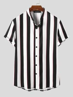 Mens Striped Short Sleeve Shirts Pants Set 18 Mens Striped Short Sleeve Shirts Pants Set -Incerun Shop 1477aba4 6e71 4d0f 9390 ac00d421b603