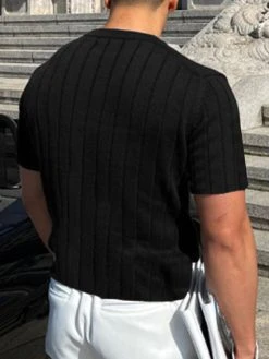 Mens Solid Short Sleeve Knit T-shirt 12 Mens Solid Short Sleeve Knit T-shirt -Incerun Shop 16985cd9 fff7 4b79 9af7 4243078a1031