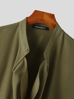 Mens Solid Cowl Neck Casual Two Pieces Outfits -Incerun Shop 16c2eeb6 e405 45ad 9f82 35d16cd69d8b