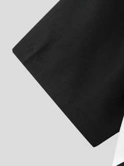 Mens Two Tone Patchwork Lapel Half Sleeve Shirt -Incerun Shop 16c82431 1c41 4cad ac6b 86e5e826ee99