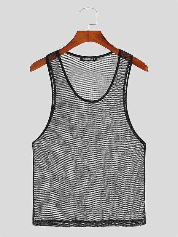 Men Mesh See Through Sleeveless Vest 6 Men Mesh See Through Sleeveless Vest - Image 4