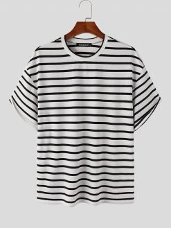 Mens Striped Crew Neck Short Sleeve Casual T-Shirt -Incerun Shop 17e19c54 3b50 4a23 b4b3 ccc54f994fe6