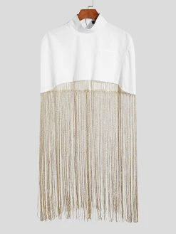 Mens Long Fringe High Neck T-Shirt 11 Mens Long Fringe High Neck T-Shirt -Incerun Shop 1810751e 07ea 41fd b827 9d10cb18dc24