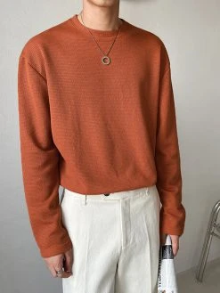 Mens Round Neck Waffle Long Sleeve T-Shirt 17 Mens Round Neck Waffle Long Sleeve T-Shirt -Incerun Shop 18184126 c196 4463 b65e f3813f0999b9