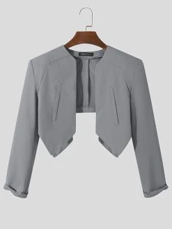 Mens Solid Collarless Irregular Hem Casual Crop Blazer 16 Mens Solid Collarless Irregular Hem Casual Crop Blazer -Incerun Shop 1860b413 8ffb 4d89 b842 0f1858879876