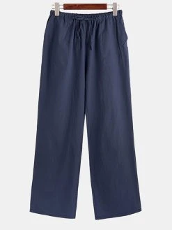 Mens 100% Cotton Chinese Style Plain Wide Leg Pants -Incerun Shop 187204d8 e17b 490b 8a51 62e4baf838fc