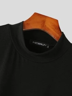Mens Solid Short Sleeve Half-collar T-shirt -Incerun Shop 197381e2 6cf1 4a4c 8df5 549631dc84ca
