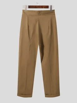 Mens Solid Pleated Tie High Waist Loose Casual Pants -Incerun Shop 199c9796 74b9 4341 b310 0b2de50427d6