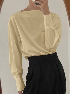 Mens One-Line Neck Pocket Loose Shirt 18 Mens One-Line Neck Pocket Loose Shirt -Incerun Shop 1a05e9a7 8c9b 4c0c 888d 17a6d47d3ef9