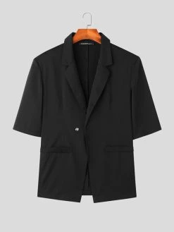 Mens Solid Lapel Half Sleeve Loose Casual Blazer -Incerun Shop 1a776292 1295 4b3a bf50 9205e9df9f67