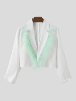 Men Feather Fringe Crop Shirt -Incerun Shop 1a8fffec 3a00 4393 9823 923e376a941d